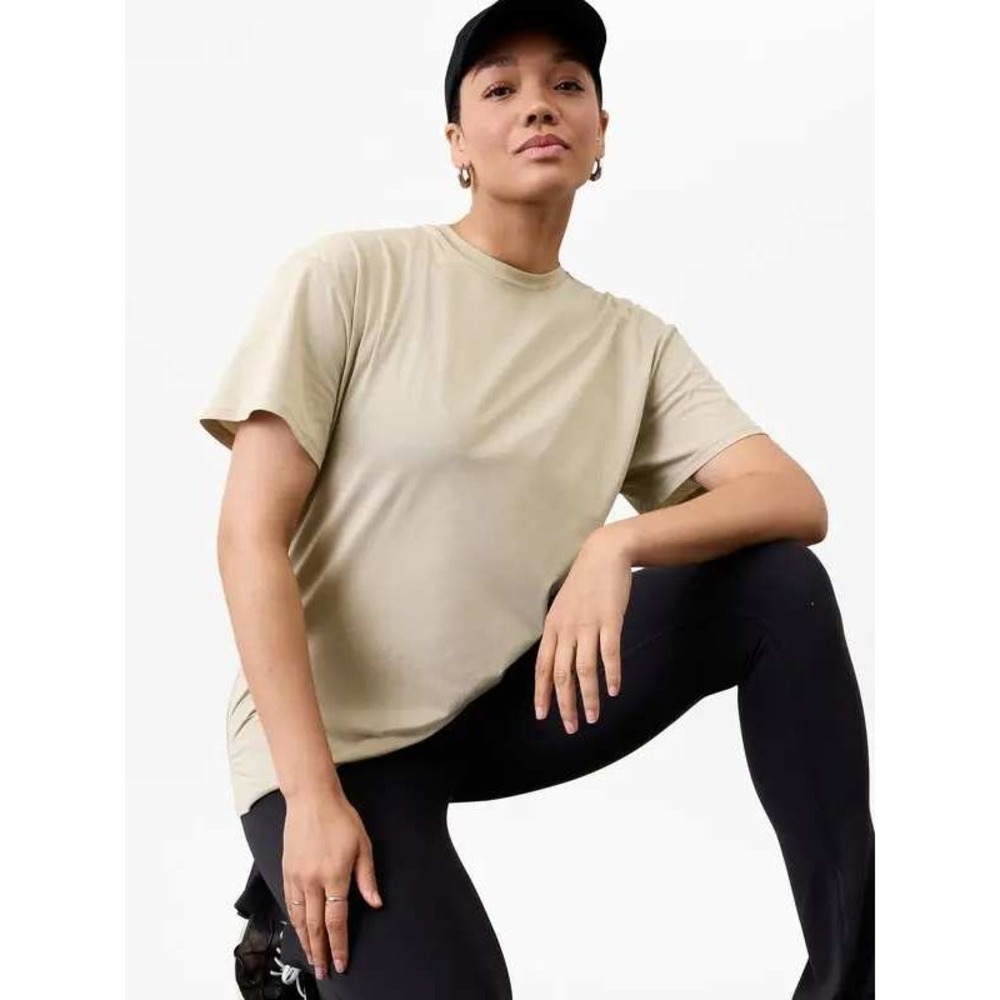 Athleta $49 Women's Sz Small True Cotton Relaxed Casual Crew‎ Neck Tee